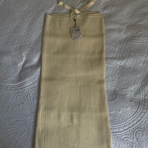 Missguided Cream Ribbed Midi Dress